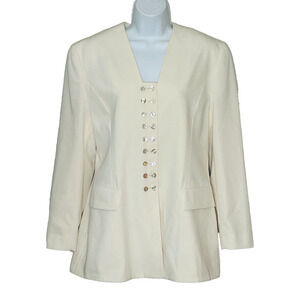Betty Barclay Blazer Size 12 Cream Longline Jacket Wool Blend